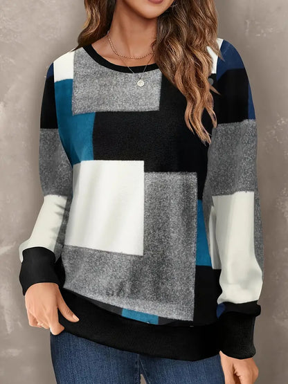 Color Block Crew Neck Pullover Sweatshirt